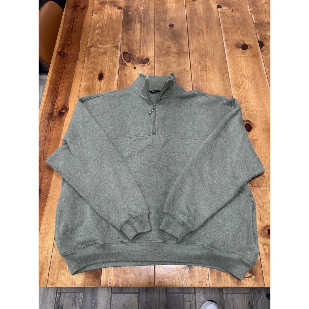 PGA TOUR Men's Quarter-Zip Pullover‎ Sweater Size L Green Sage Knit Blend